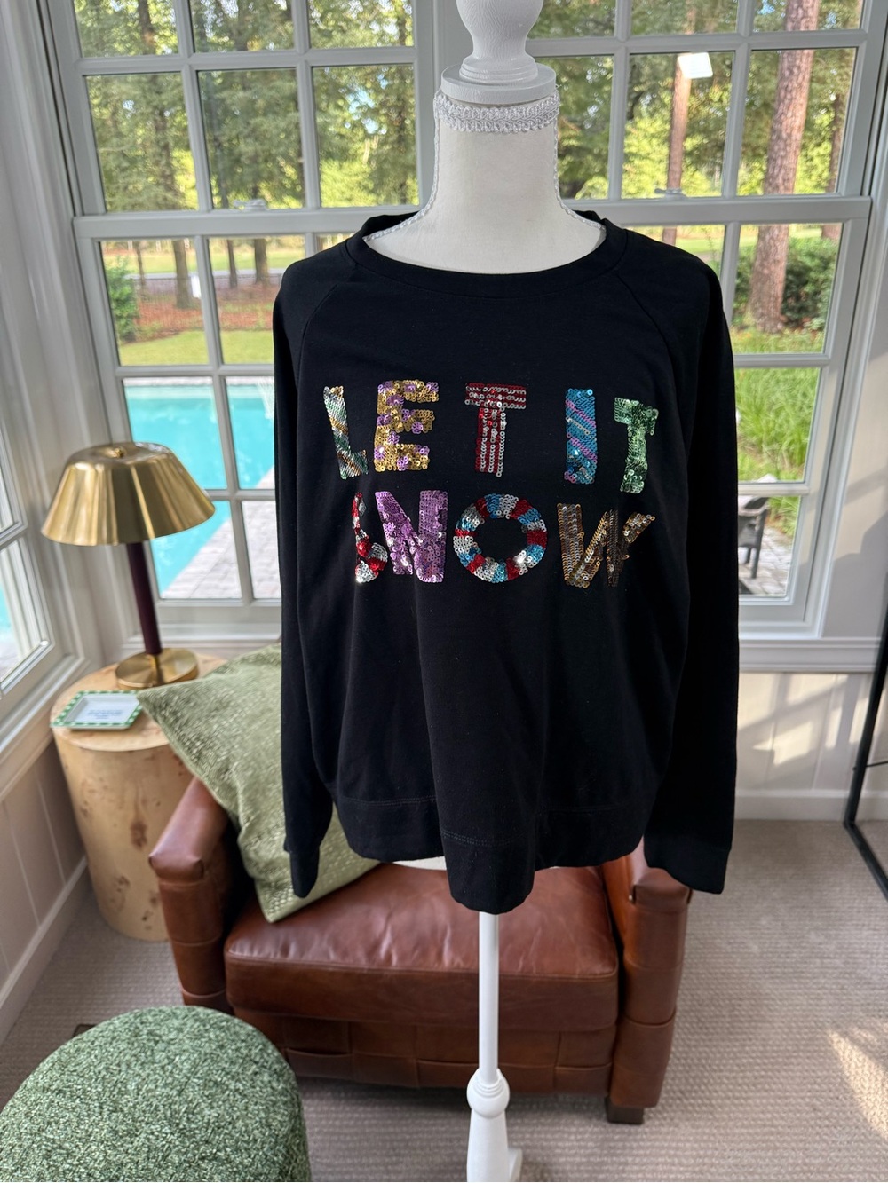 Philosophy Black Sequin "LET IT SNOW" Sweatshirt